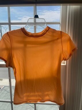 Skims Orange Short-Sleeve Semi-Sheer Tee